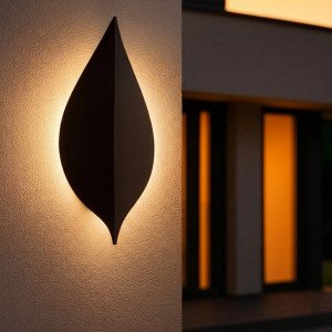 Außenlampe Leaf Wandleuchte schwarz Aluminium modern