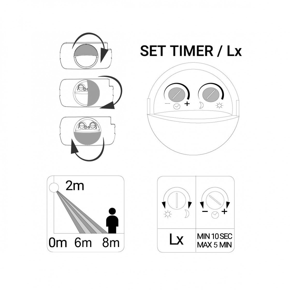 Außenlampe Ceva Wandleuchte mit Sensor schwarz Aluminium