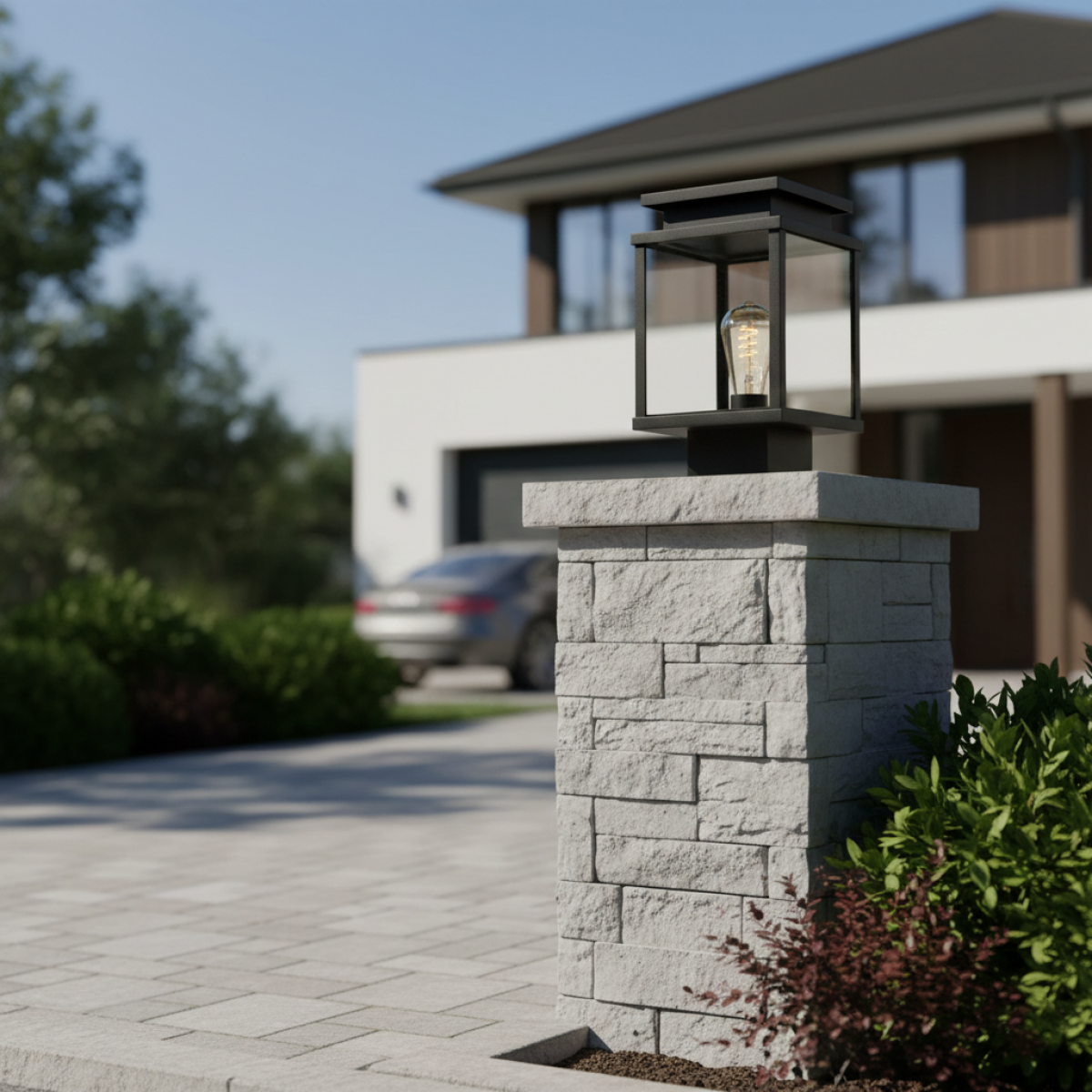 Außenlampe Leicester Gartenlampe Schwarz Aluminium 30 cm