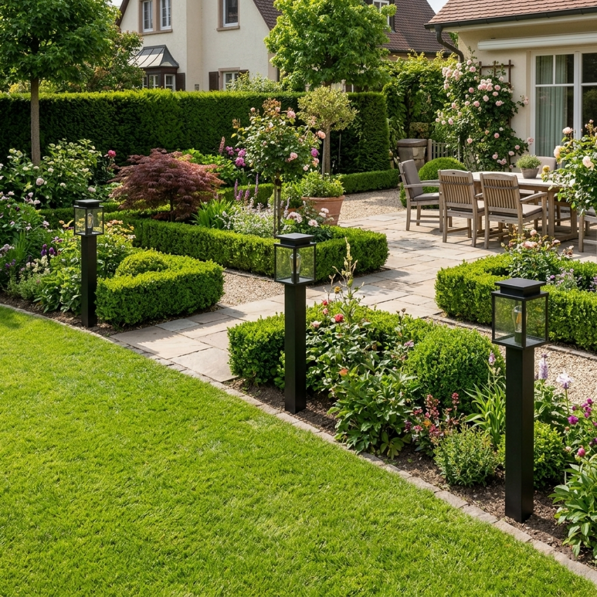 Außenlampe Leicester Gartenleuchte schwarz Aluminium 100cm
