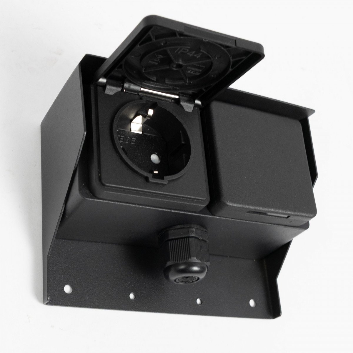 Außensteckdose 2 Wandsteckdose Schwarz Edelstahl Modern