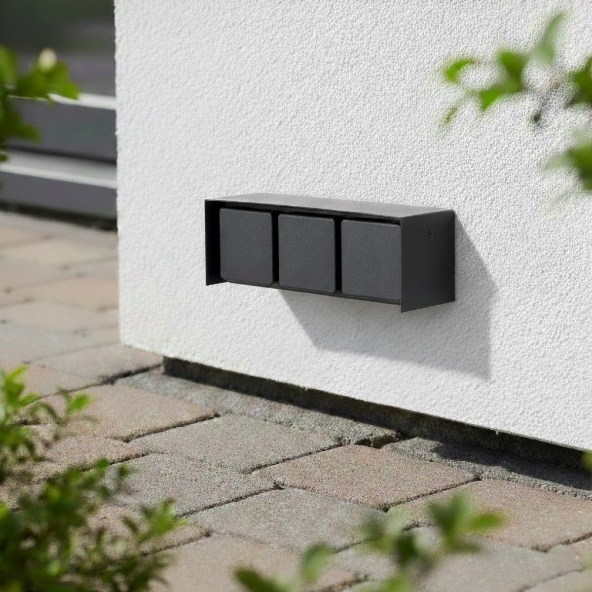 Außensteckdose 3 Wandsteckdose Schwarz Edelstahl Modern