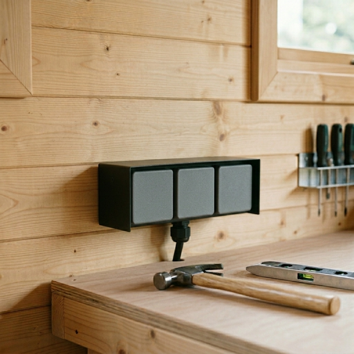 Außensteckdose 3 Wandsteckdose Schwarz Edelstahl Modern