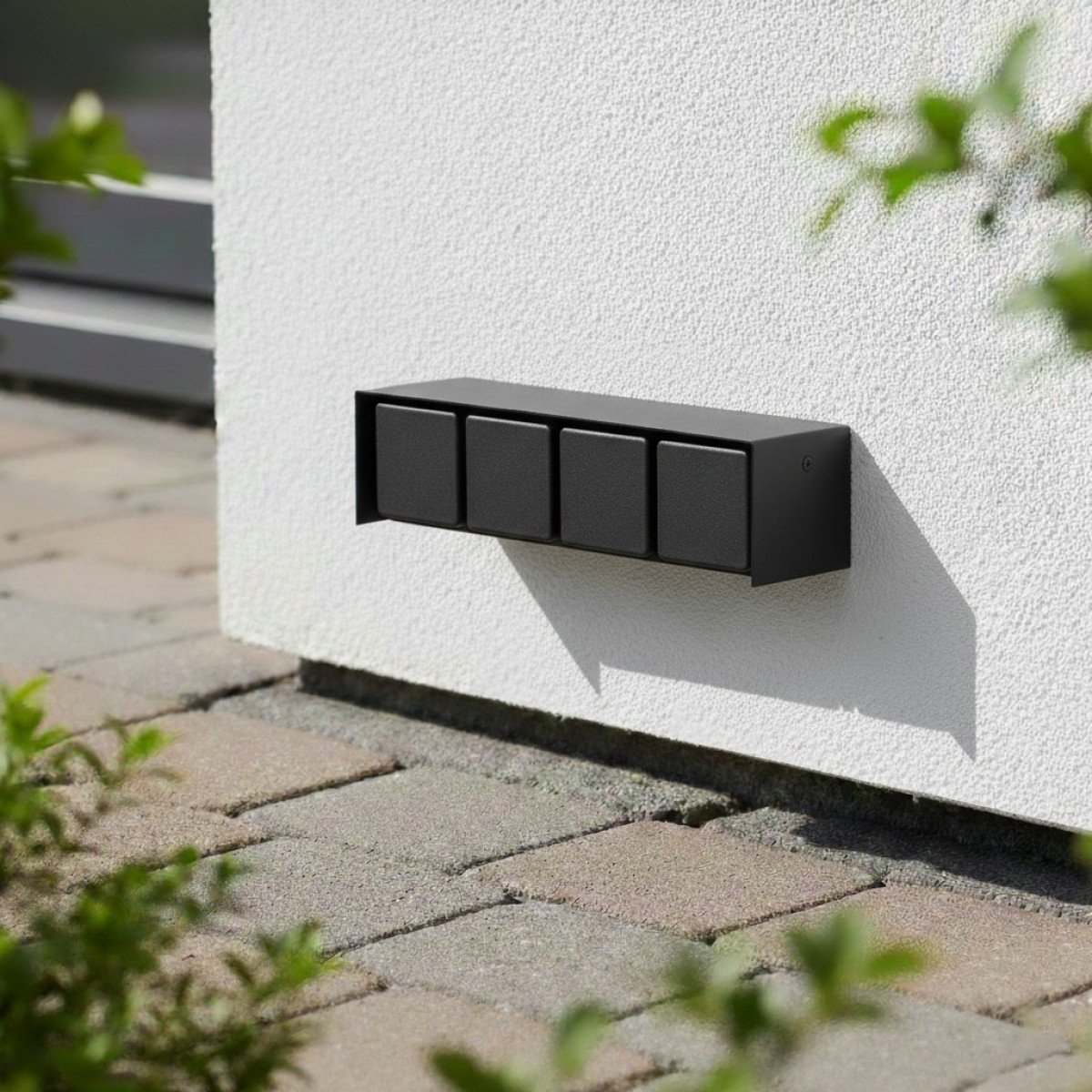 Außensteckdose 4 Wandsteckdose Schwarz Edelstahl Modern