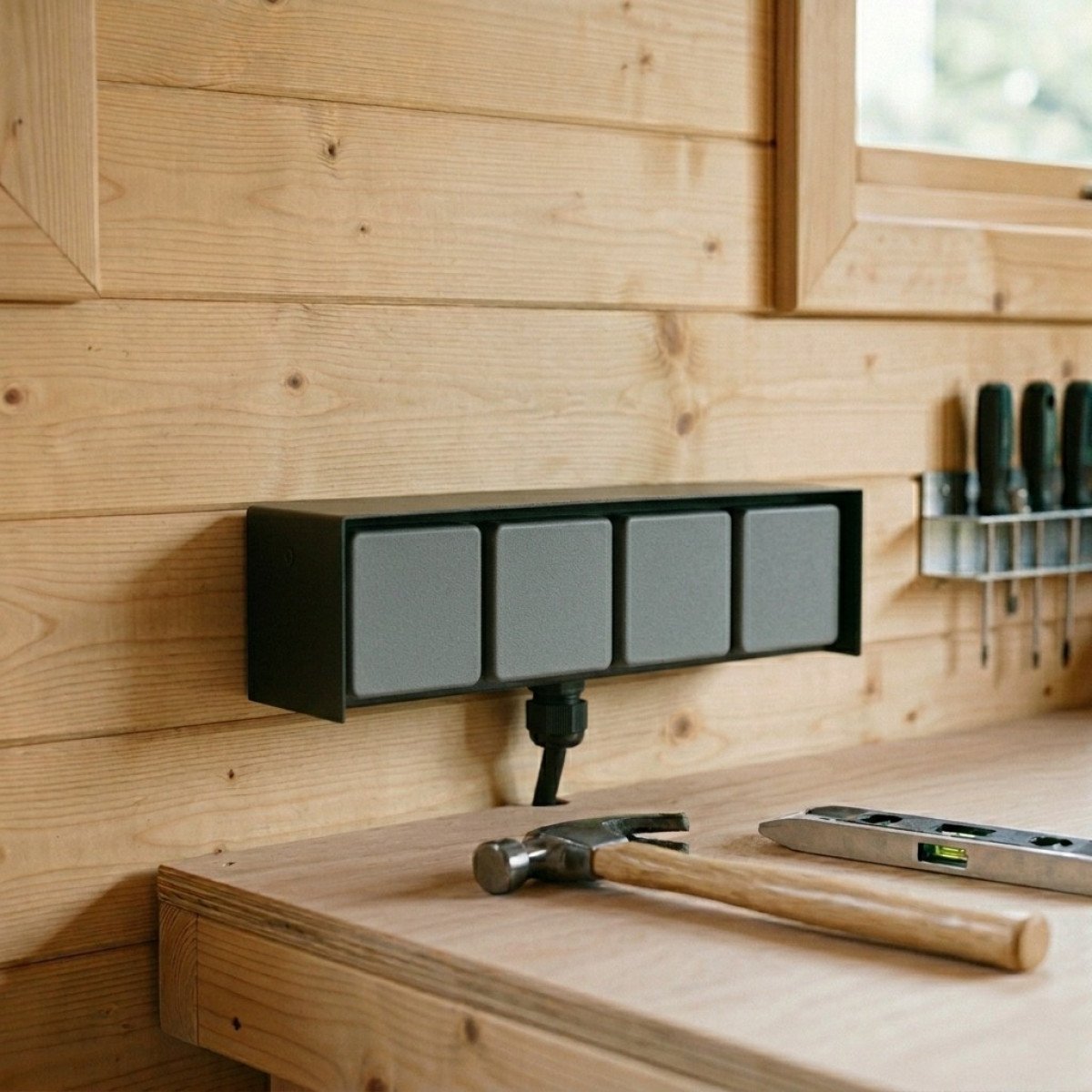 Außensteckdose 4 Wandsteckdose Schwarz Edelstahl Modern