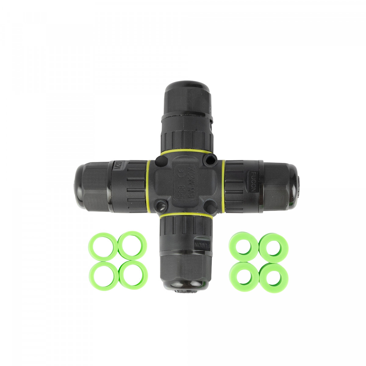 Wasserdichter, sicherer X-Abzweig-Kabelverbinder IP86 schwarz