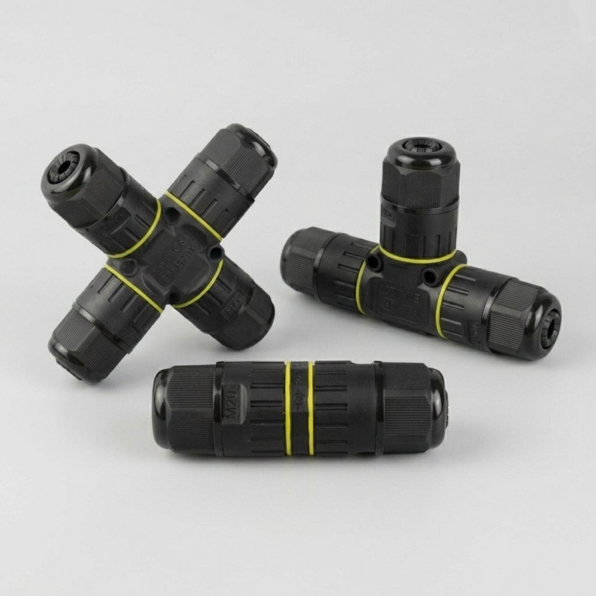 Wasserdichter, sicherer X-Abzweig-Kabelverbinder IP86 schwarz