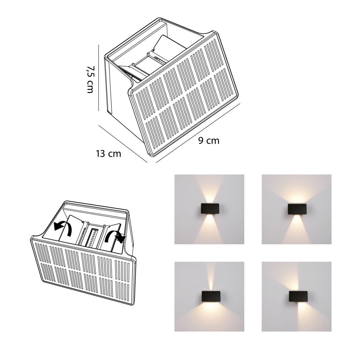 Außenleuchte Mitch Solar Wandleuchte Schwarz Modern