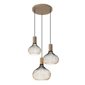 Innenbeleuchtung Isabel 3-flammige Pendelleuchte Schwarz Beige