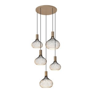 Innenbeleuchtung Isabel 5-flammige Pendelleuchte Schwarz Beige