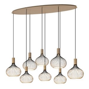 Innenbeleuchtung Isabel 8-flammige Pendelleuchte Schwarz Beige