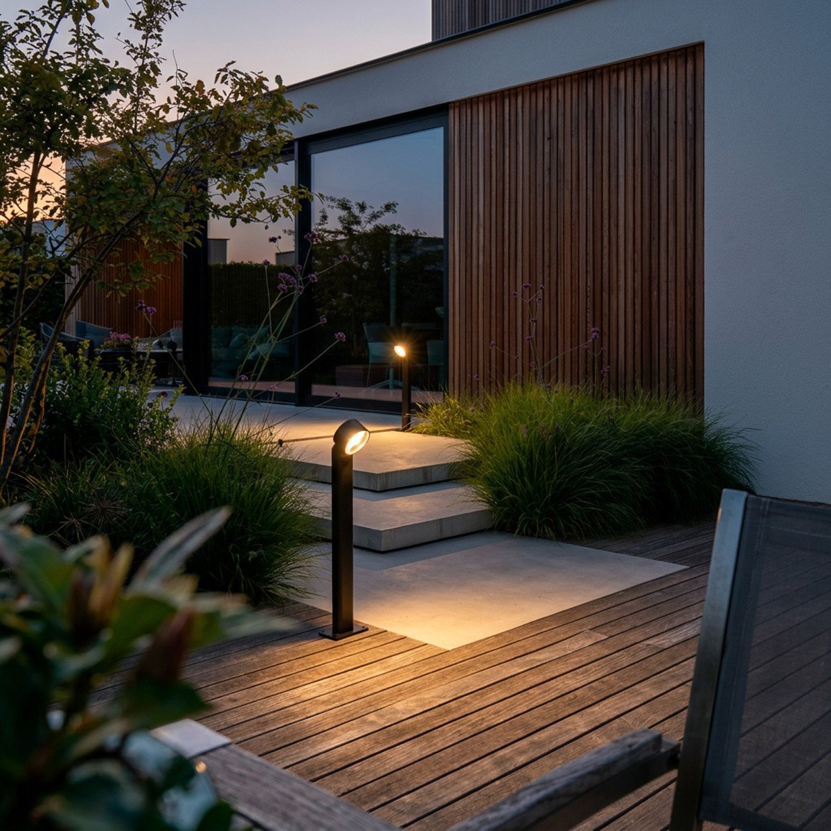Außenleuchte Scope Gartenleuchte Schwarz Aluminium konvexe Linse