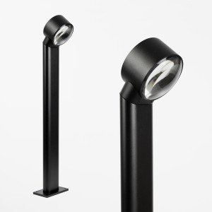 Außenleuchte Scope Gartenleuchte Schwarz Aluminium konvexe Linse