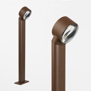 Außenleuchte Scope Gartenleuchte rustikales Braun Aluminium konvexe Linse