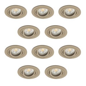 Set aus 10 Ausrichtbarer Einbaustrahler Lune Rund Champagner