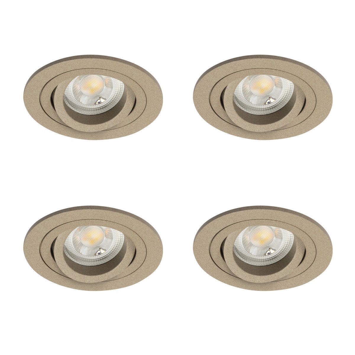 Set aus 4 Ausrichtbarer Einbaustrahler Lune Rund Champagner