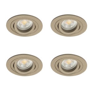 Set aus 4 Ausrichtbarer Einbaustrahler Lune Rund Champagner