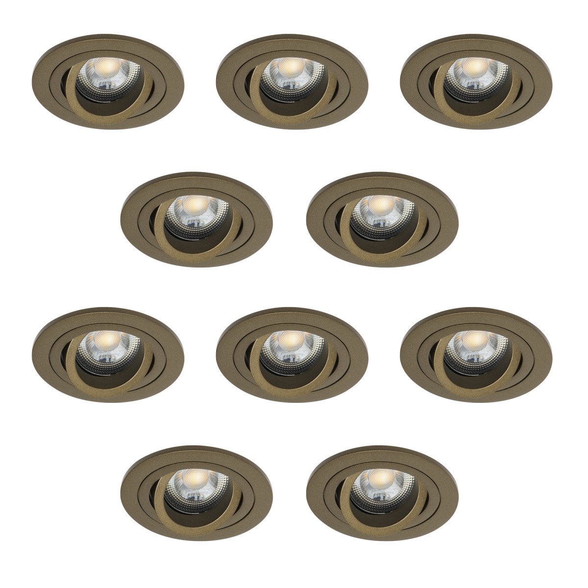 Set aus 10 Ausrichtbarer Einbaustrahler Lune Rund Bronze