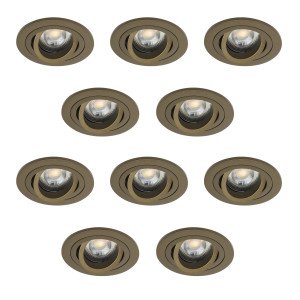 Set aus 10 Ausrichtbarer Einbaustrahler Lune Rund Bronze