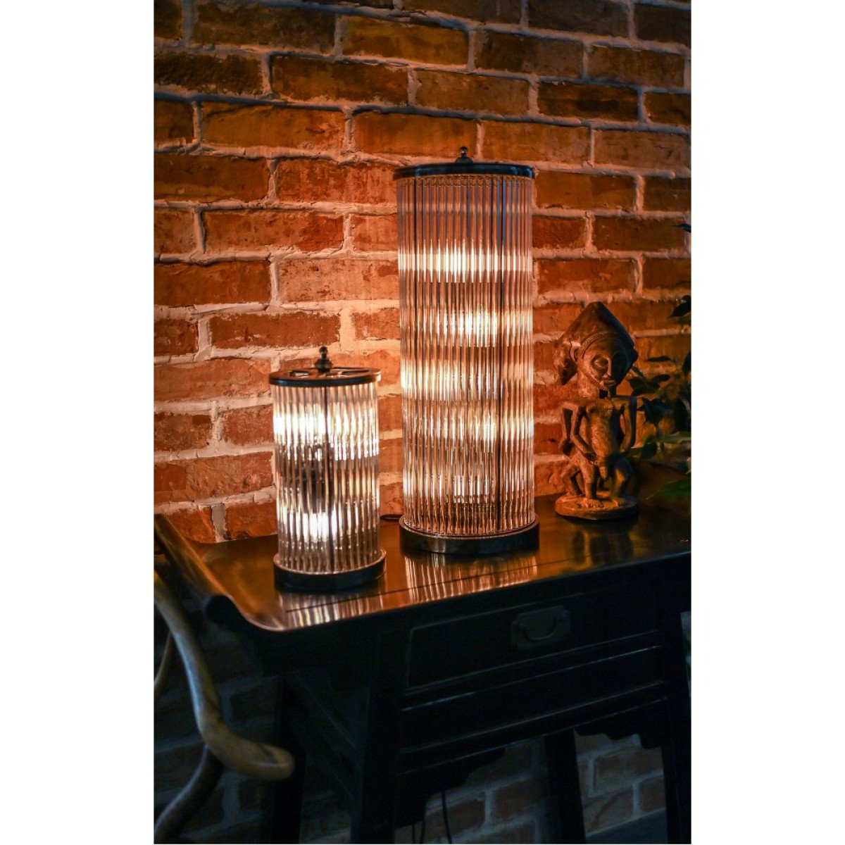 Messinglampe in Antik-Nickel mit GU10-Fassung