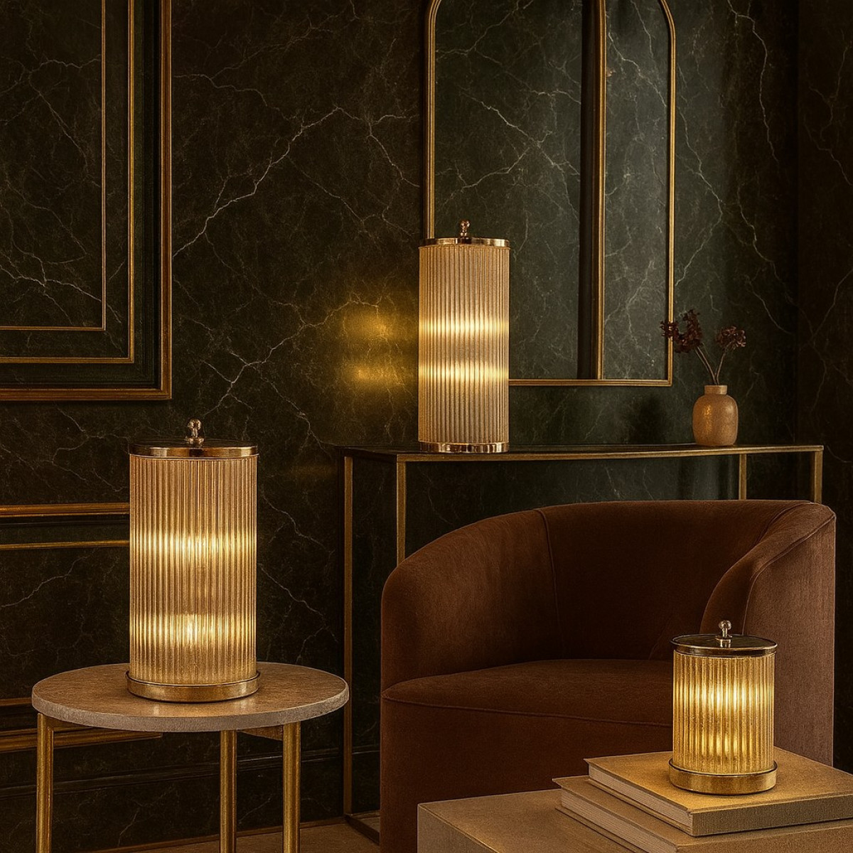 Messinglampe in Antik-Nickel mit GU10-Fassung