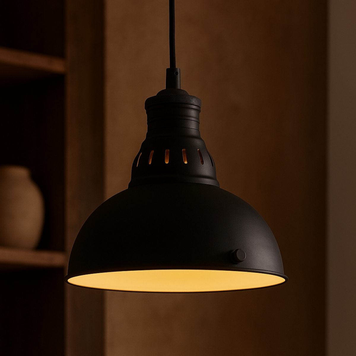 Messinglampe in antikschwarzer Farbe mit E27-Fassung