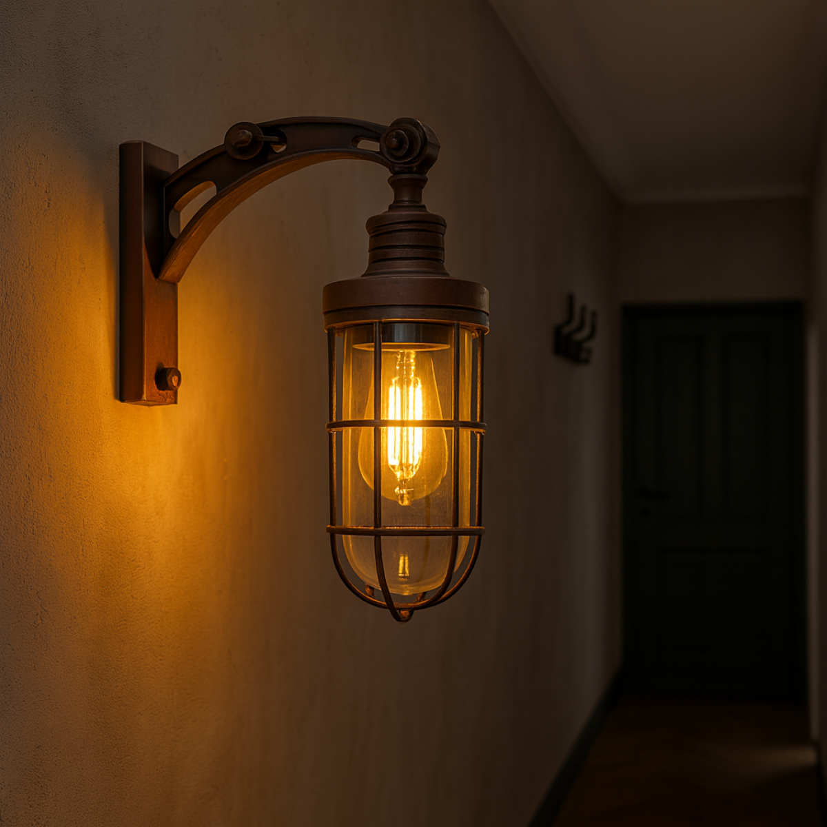 Messinglampe in der Farbe antik dunkles Messing mit einer E27 Fassung