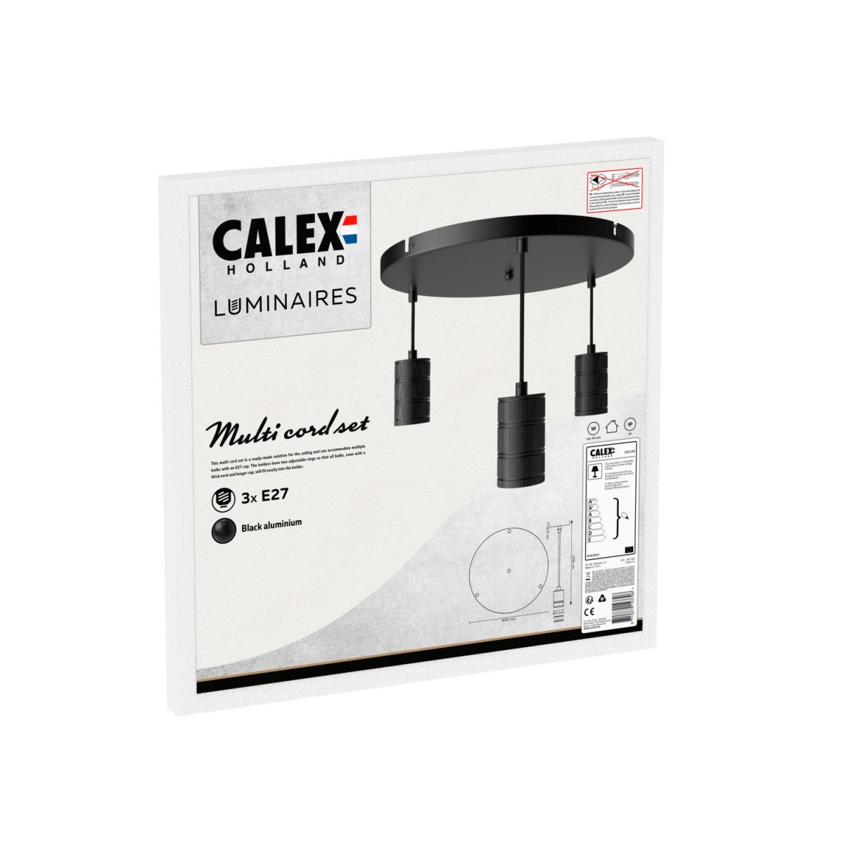 Lampen pendel Calex Multicord set zwart 3x E27