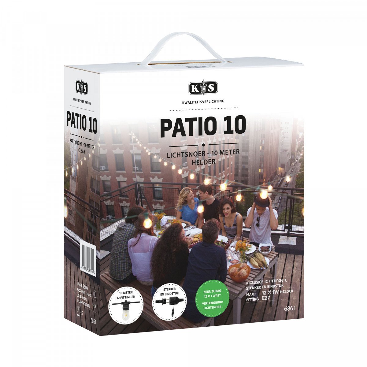 Patio Lichterkette 10m / 12 Fassungen