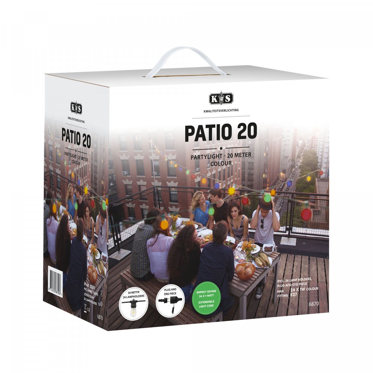 Patio 20 Innen- und Außen Lichterkette mit bunten LED's - 20 Meter 