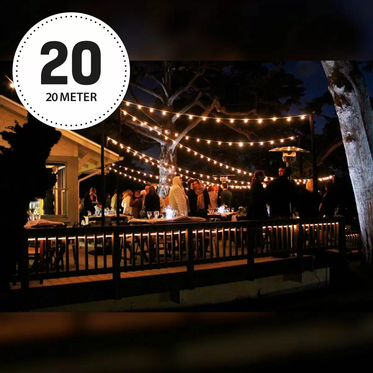 Patio Lichterkette Warmweiß 20m mit 24 LED