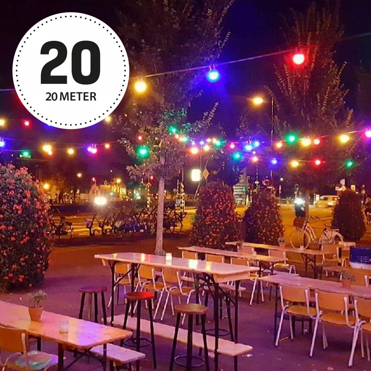 Patio 20 Innen- und Außen Lichterkette mit bunten LED's - 20 Meter 