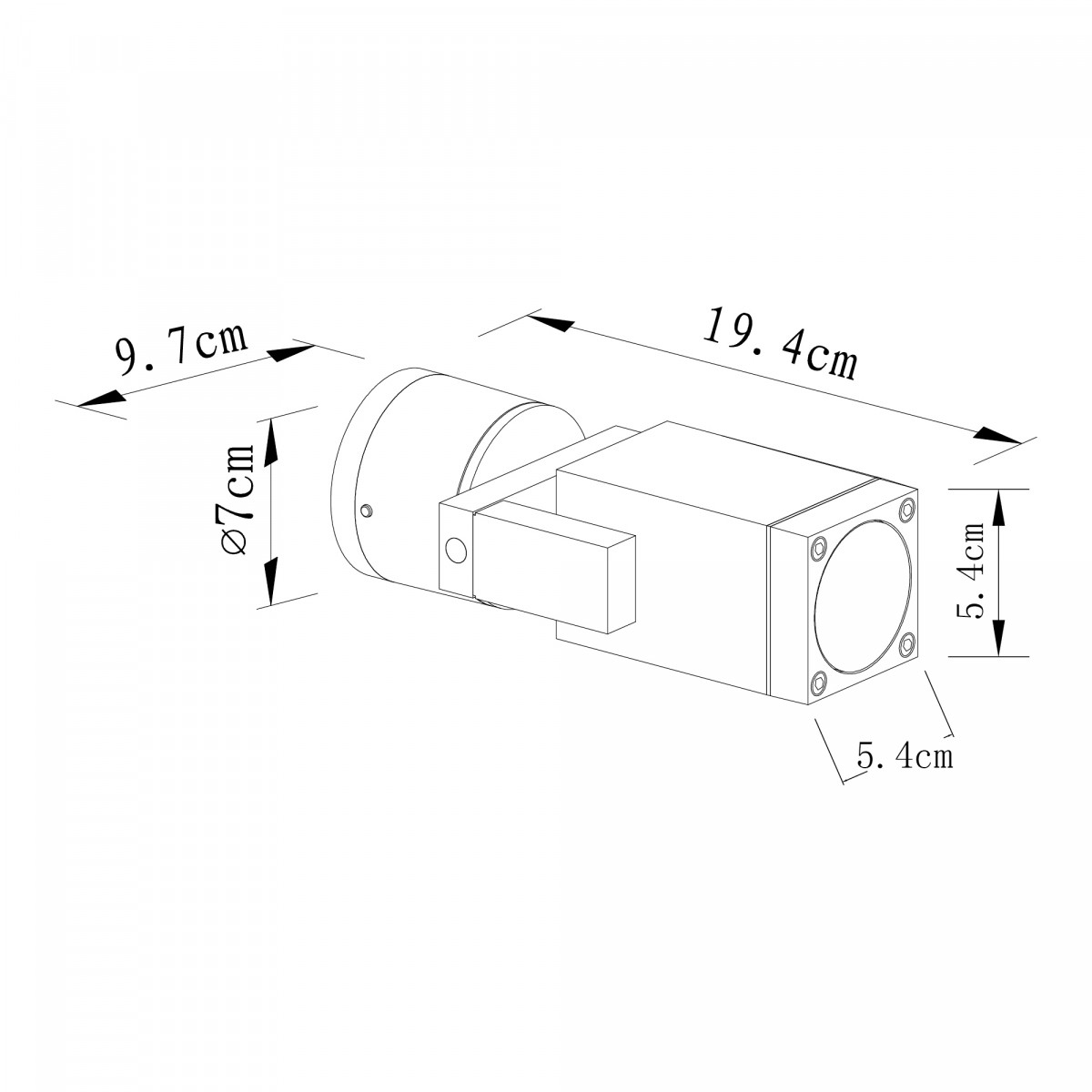 Schwenkbarer LED Wandspot, Cubic Alu Schwarz + LED lampe 