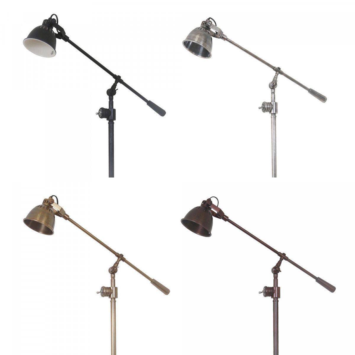 Industrie-Stehlampe Archer Antik-Silber
