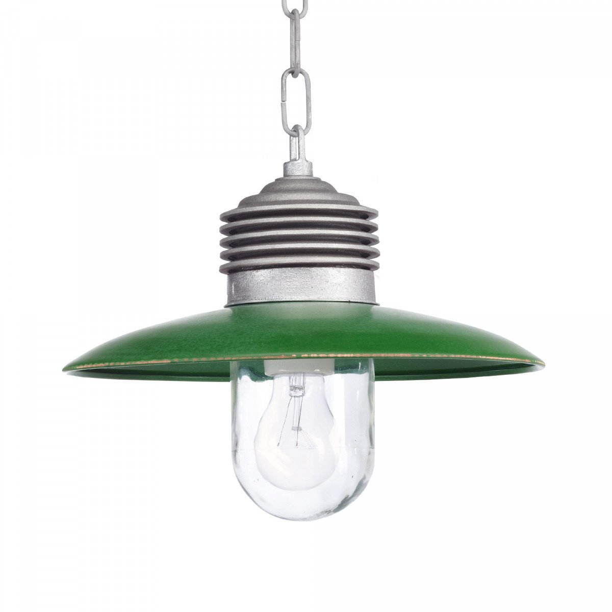 Stilvolle Retro Hängelampe mit Kette - Ampere Alu/Grün