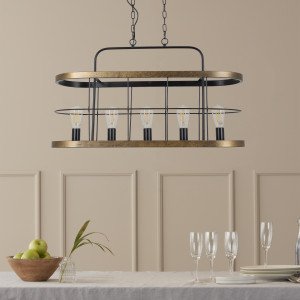 Benson 5 Hängeleuchte Gold Schwarz Metall 5×E27