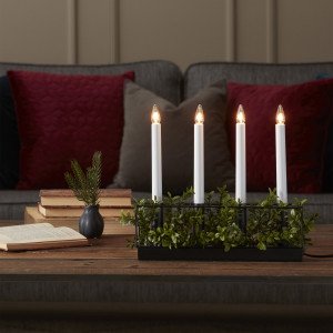 Kiruna Tischleuchte Schwarz Metall 4 Licht E10 kompakt