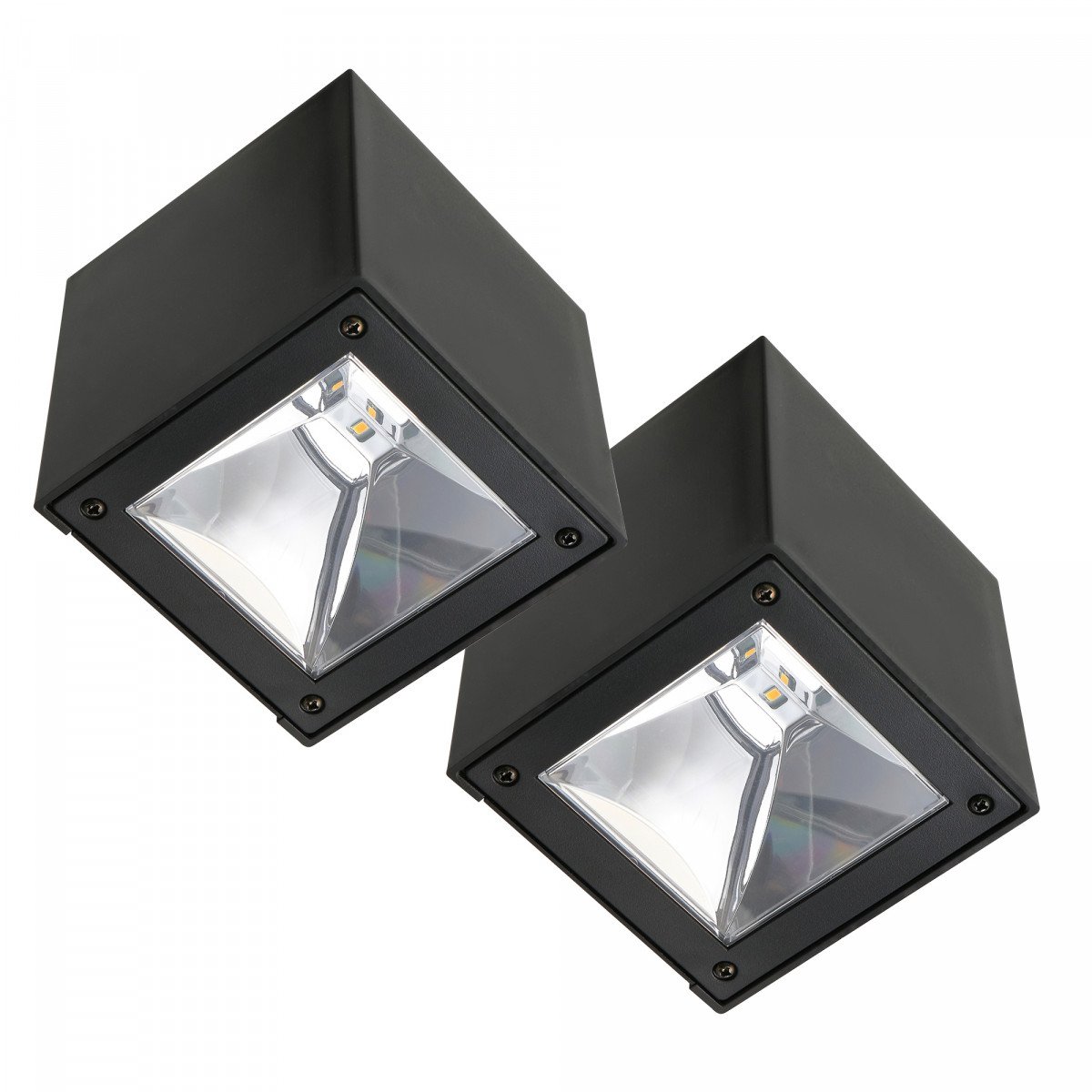 2er set LED Solar Cube Wandleuchte Schwarz