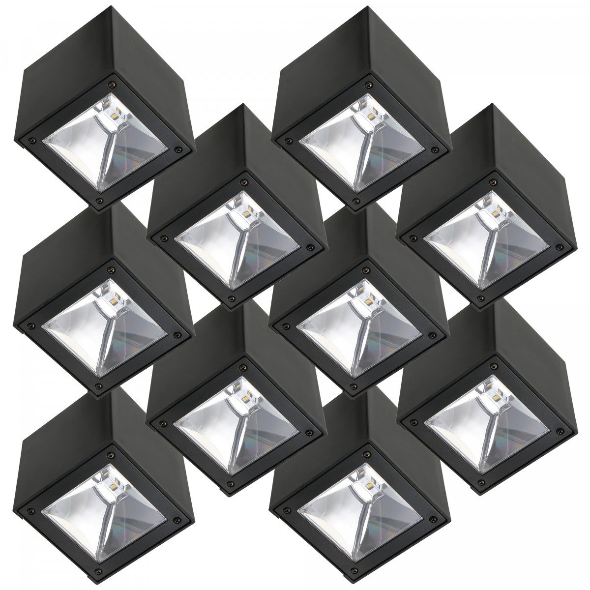 10er set LED Solar Cube Wandleuchte Schwarz von Ks Beleuchtung 