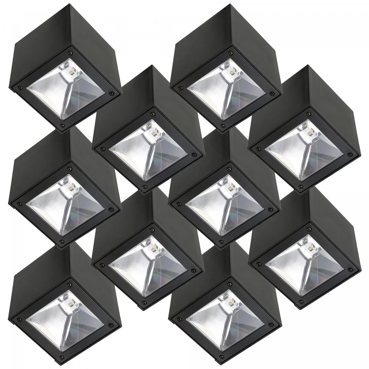 10er set LED Solar Cube Wandleuchte Schwarz | Nostalux.de