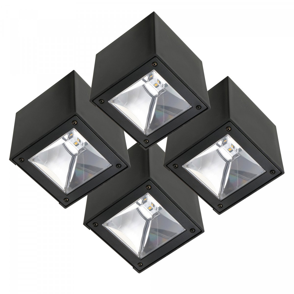 4er set LED Solar Cube Wandleuchte Schwarz von Ks Beleuchtung 