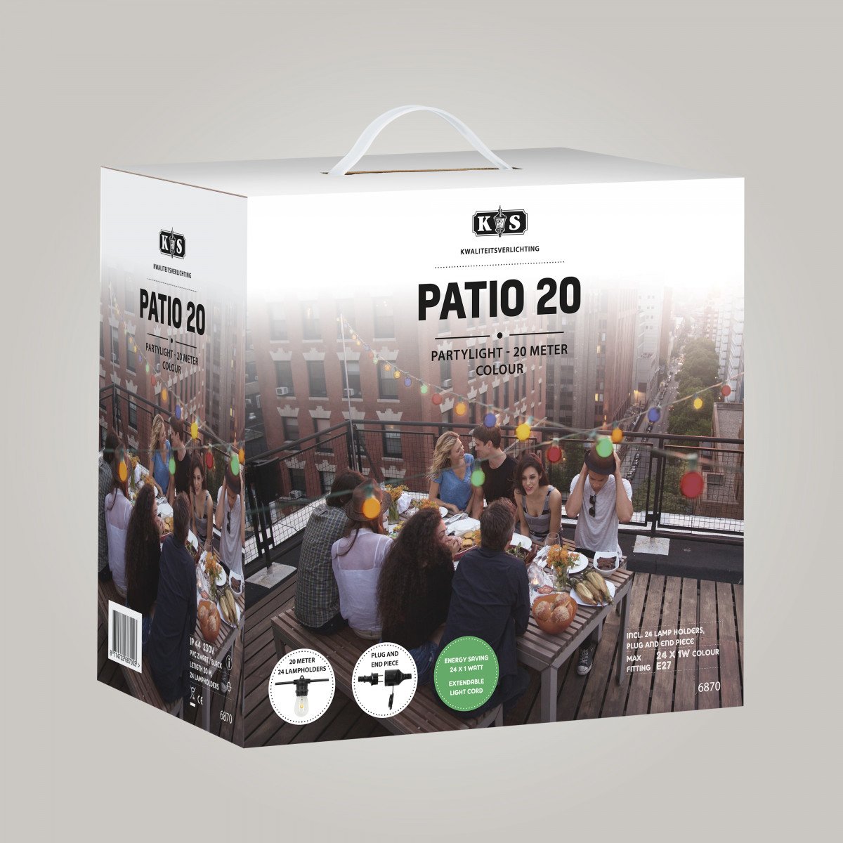 Patio 20 Innen- und Außen Lichterkette mit bunten LED's - 20 Meter 