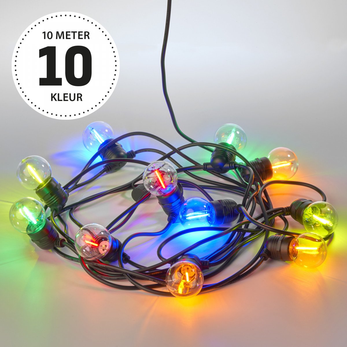 10 Meter Party Lichterkette mit Bunten 12 Volt LED's von Nostalux.de 