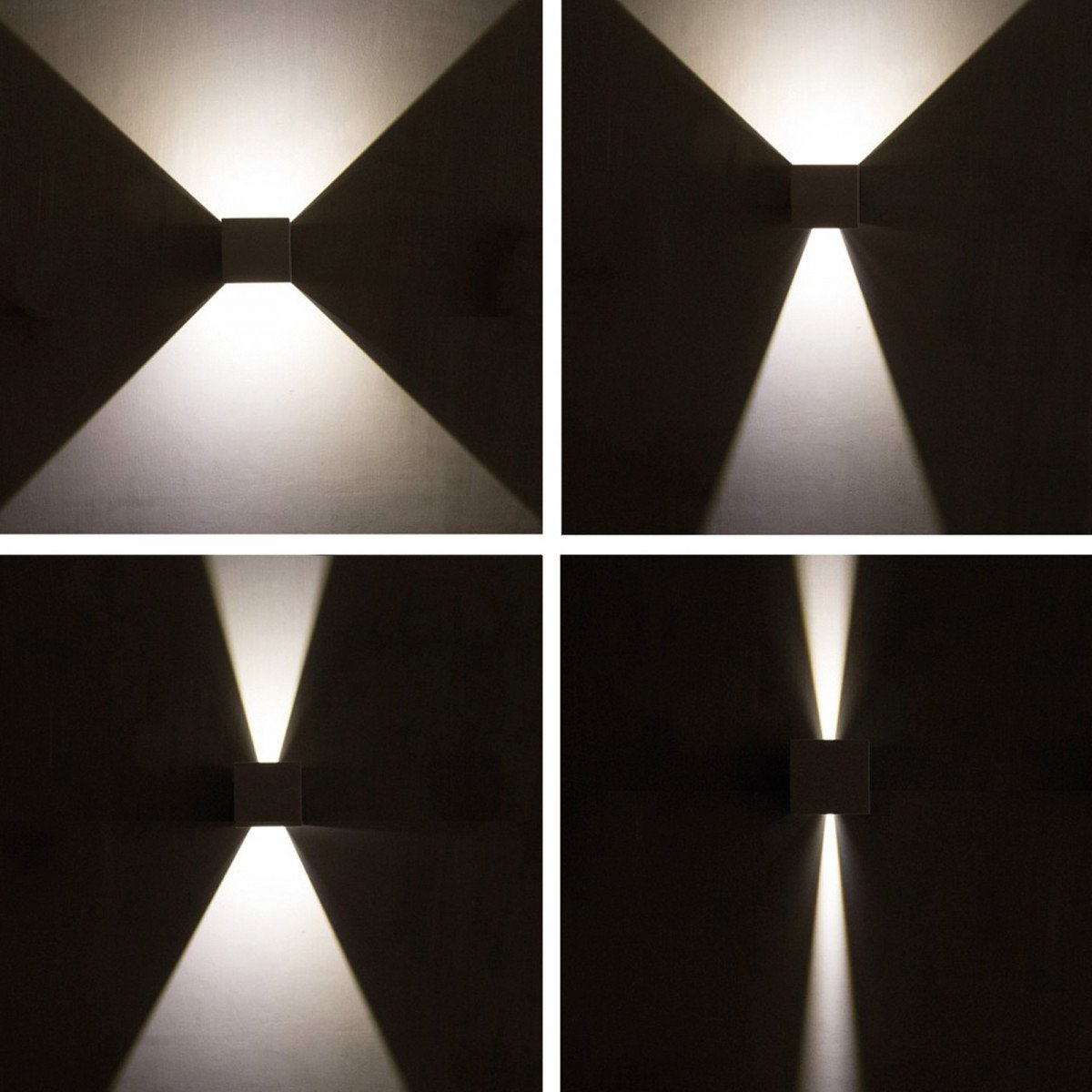 Modernen Wandleuchte Channel II LED Schwarz  Wandstrahler hat 4 Klappen, mit denen Sie sowohl den oberen und unteren Lichtstrahls einstellen können, verbauten LED's