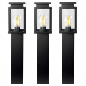 Moderne schwarze Gartenlaterne Jersey im kubischen Stil.