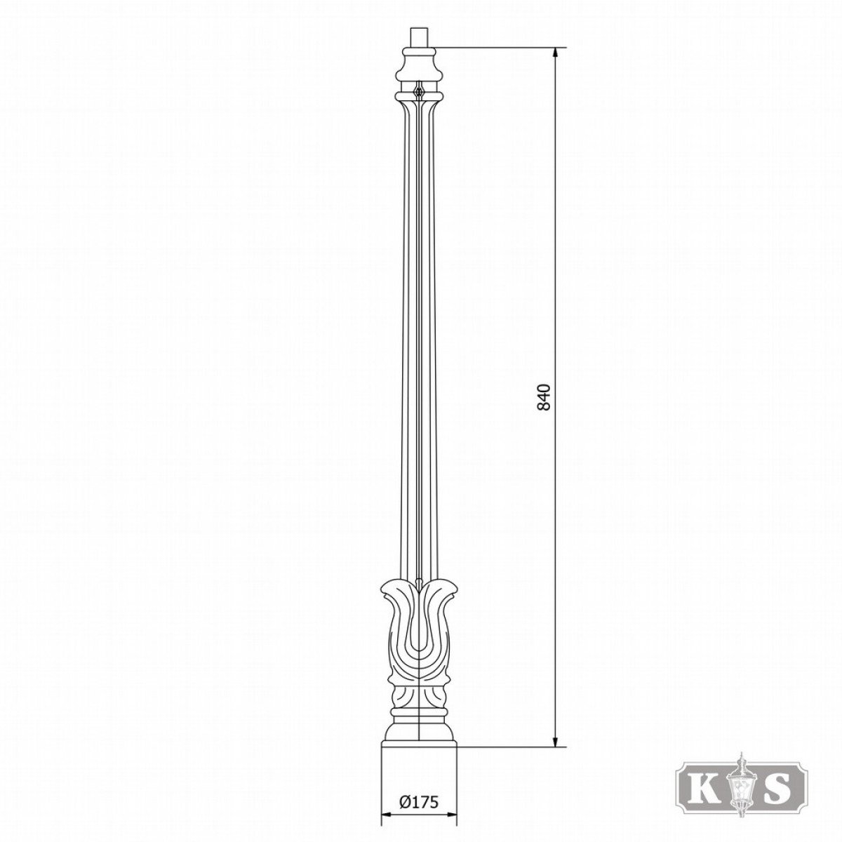 Laternenpfahl H9 aus Aluminiumguss mit doppelter Pulverbeschichtung 