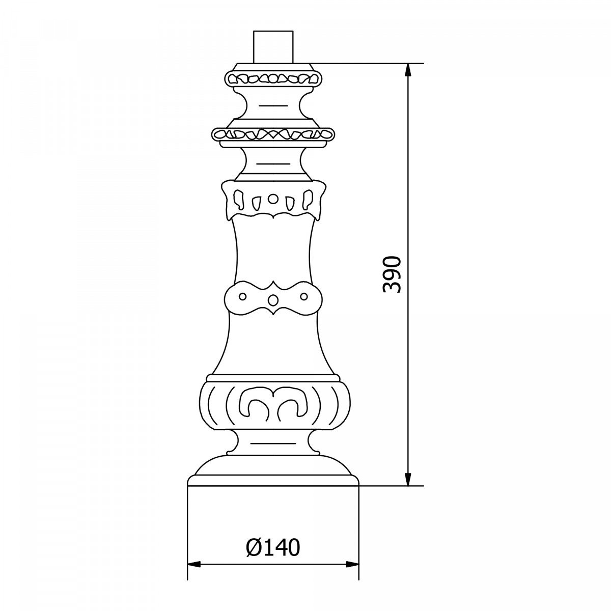 Ein runder Sockel KS205 aus Aluminiumguss von KS Beleuchtung 