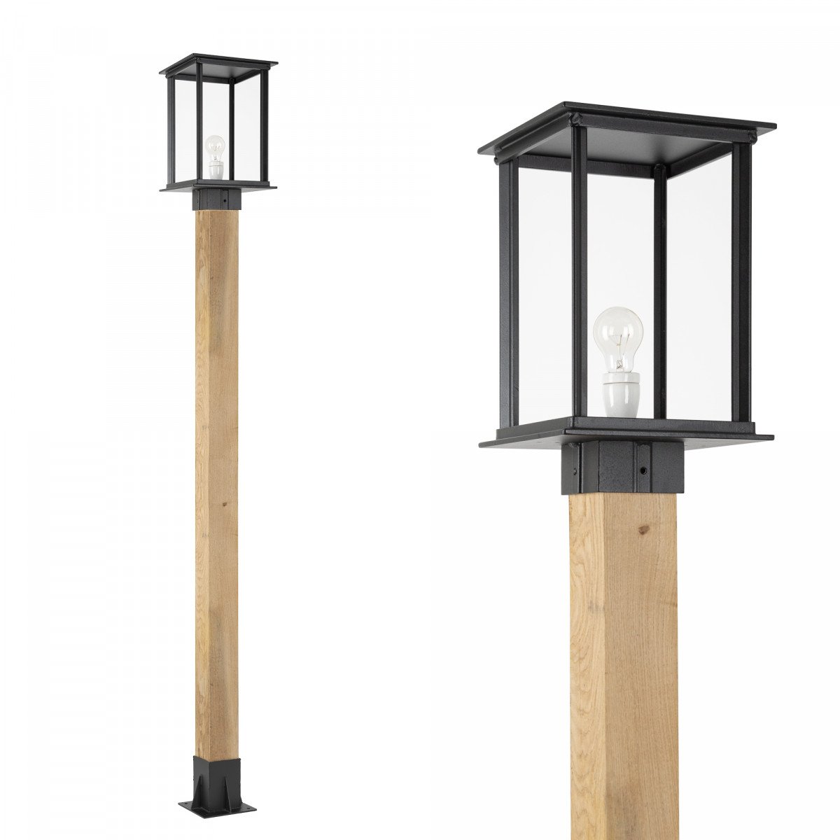 Moderne  Capital XXL WOOD Laterne für den Garten in schwarz von KS Beleuchtung 