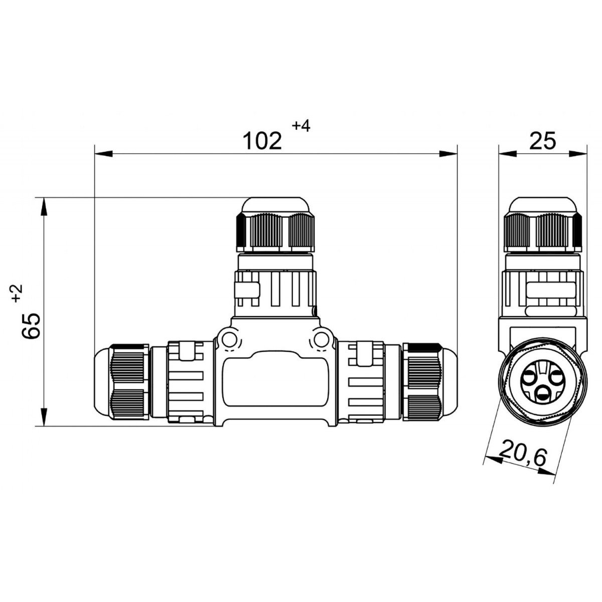 Kabelstecker IP68 T-Abzweigung