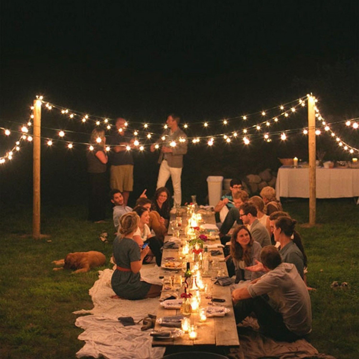 Lichtkette 20 Meter mit 20 LEDs und warmweißem Licht